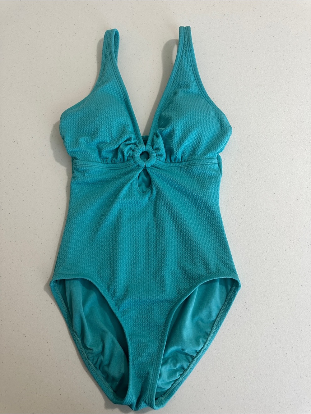Time and Tru Textured Turquoise One Piece Swimsuit Size M